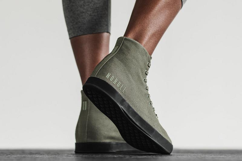 Women's Nobull High-Top Ivy Canvas Trainers Dark / Green | SG B2920E